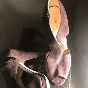 Purple peep toe Prada heels.